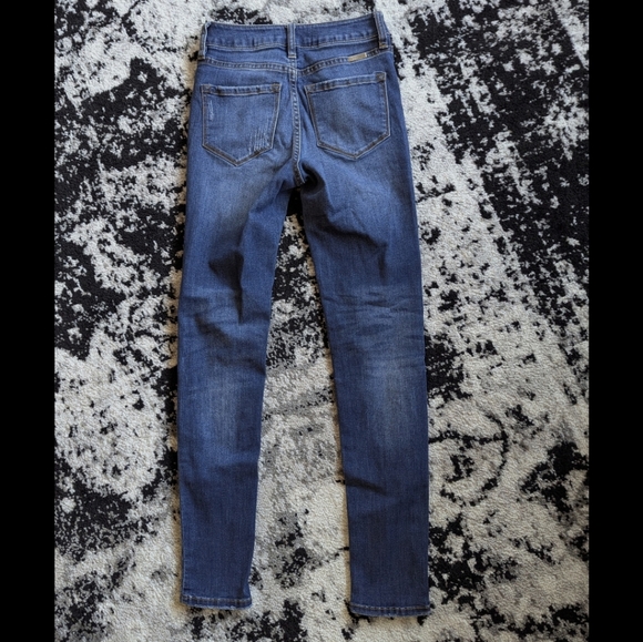 KanCan Women's 24 High Rise Button Fly Distressed Super Skinny Jean Dark Wash - Picture 7 of 10